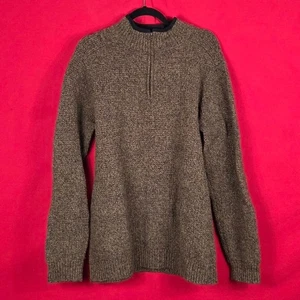 PENDLETON Shetland Washable Wool Sweater Brown 1/4 Zip Size Large - Picture 1 of 8