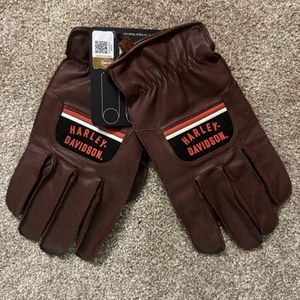 Harley-Davidson Men's 3XL Hampton Full-Finger Leather Gloves Brown 98137-22VM - Foto 1 di 3
