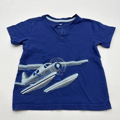 Gymboree Henley T-shirt Youth Boys Size 6 Blue Embroidered Graphic .#38331 - Image 1 of 4