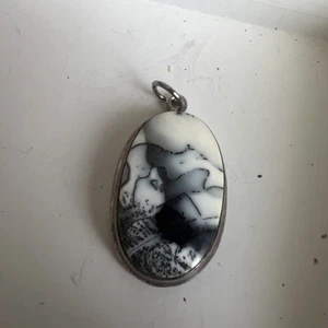 Natürlicher Dendrit Opal Edelstein Anhänger 925 Sterling Silber Wunderschön! - Bild 1 von 5