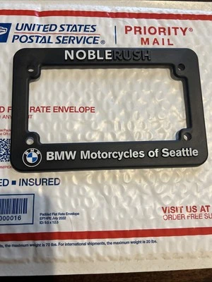 BMW seattle Motorcycle Rear License Plate Frame Black Noble Rush Plastic - Image 1 of 3