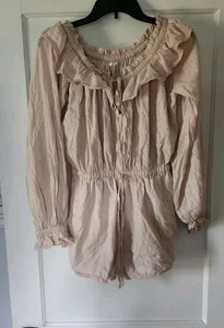 Tularosa Sz XSmall Kai Ruffle Pink Romper Off The Shoulder  - Picture 1 of 5