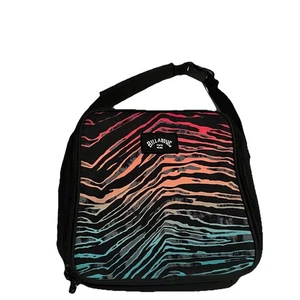 Lonchera cuadrada Billabong todo el día colorida a rayas negra 10” x 10” x 3,5” - Imagen 1 de 6