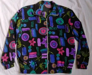 Teddi Vintage Retro Neon Abstract Floral Print Jacket Women's - Picture 1 of 8