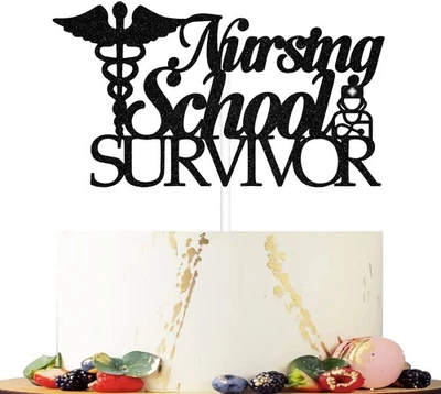 Nursing School Survivor Cake Topper Graduation Cake Decor Party Supplies — 第 1/4 张图片
