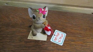 Josef Original CHRISTMAS Vintage FLOCKED MOUSE With CANDY CANE Figurine - 1970's - Picture 1 of 3