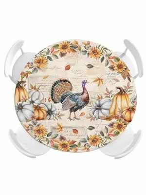 Toalha de mesa ajustada redonda outono com elástico bordo de Ação de Graças 44" (redonda) laranja - Imagem 1 de 4