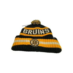 Boston Bruins Mütze Beanie Herren schwarz gelb NHL Hockey Strick Bommel Bündchen Winter - Bild 1 von 5