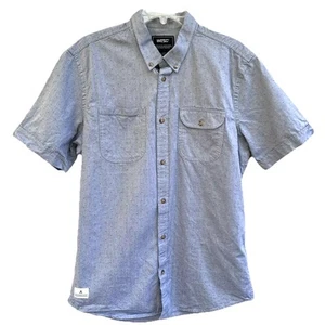 WeSC Size L Mens Button Up Shirt 100% Cotton Slim Fit Light Blue SS Hobson - Picture 1 of 13