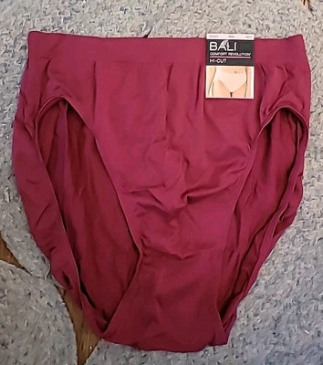 Bali Comfort Revolution Hi-cut seamless Micro Fiber Panty. Berry. Sz 10/11 - Image 1 of 3