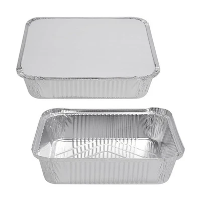 Food Containers with Lids Aluminium Foil Takeaway Home Catering 9x9x1.5 Inch - Image 1 of 4