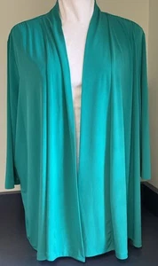 Susan Graver Liquid Knit 3/4 Sleeves Open Front Cardigan Green Size 1X - Picture 1 of 5