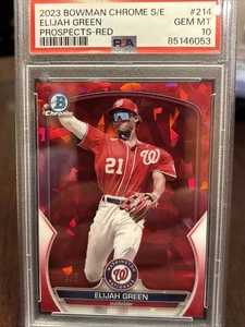 2023 Bowman Chrome Sapphire Elijah Green Red Refractor /5 #214 PSA 10 GEM MINT  - Picture 1 of 6