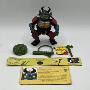 Playmates 1990 TMNT Sewer Samurai Leonardo + scheda autentica quasi completa - Foto 1 di 8