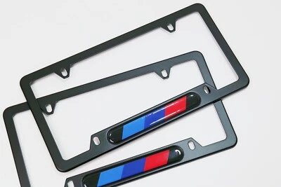 License Plate Frame Tag Cover for BMW Series 1 2 3 4 5 M Black Aluminum License - Image 1 of 4