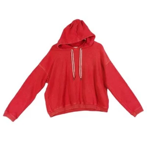 AERIE Hoodie Womens Size M Drawstring Ribbed Knit Pullover Boyfriend Oversize - Picture 1 of 9