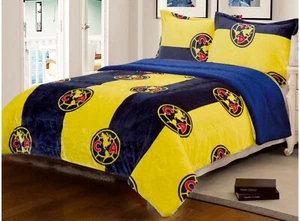 CLUB AMERICA MEXICAN SOCCER BLANKET WITH SHERPA SOFTY THICK AND WARM 3 PCS QUEEN - Picture 1 of 1