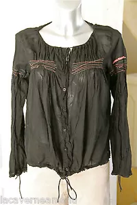 Pretty Black Puffy Shirt COP COPINE Galante Size 36 FR (S) - Picture 1 of 1