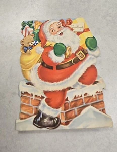 Tarjeta de felicitación de Navidad vintage de colección de la historia de San Nicolás de los años 40 usada - Imagen 1 de 6