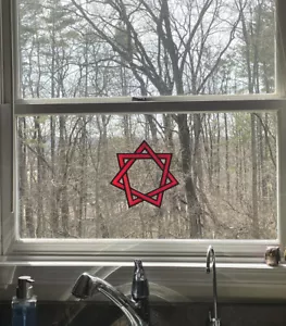 3D Printed Band Heptagram Suncatcher Red And Black PLA - Picture 1 of 4