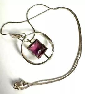 Collana Vintage K&L Kordes Lichtenfels Argento 835 Ametista Modernariato Tedesco Ciondolo - Foto 1 di 9