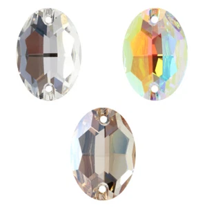 Genuine PRECIOSA 438 62 301 Oval Shape Sew-On Stones Crystals with 2 Holes - Picture 1 of 5