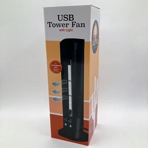 Portable Personal USB Mini Tower Fan 45°.Tilt LED Lights for Desktop 2 Speed NIB - Picture 1 of 5