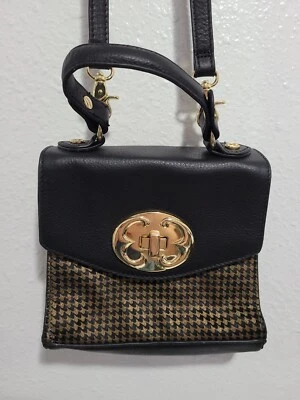 Bolso Bandolera Mujer EMMA FOX Bolso de Hombro Color Negro Cuadros 100% Cuero. Foto 1 de 4