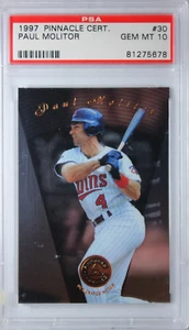 1997 Pinnacle Certified Paul Molitor Card #30 PSA 10 Gem Mint POP 7 - Picture 1 of 2