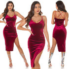 Sexy Women's Dress Velour Dress Evening Asymmetric Side Straps New