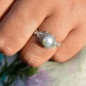 Natural pearl 925 Sterling Silver Ring Handmade Jewelry Gift For christmas A-452 - Picture 1 of 9