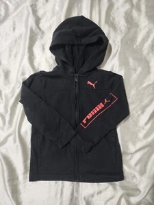 Boy's Youth Puma Black W/ Red Graphic Full Zip Hoodie Sweatshirt Size 6 - Picture 1 of 10