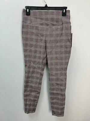 Worthington Black Pink Plaid Mid Rise Pull On Skinny Trousers Pants Sz 2P Petite - Image 1 of 4