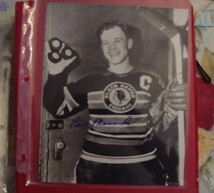 Bill Mosienko AUTOGRAPH 8 X10 Black/White Photo Chicago Blackhawks Certified - Picture 1 of 3