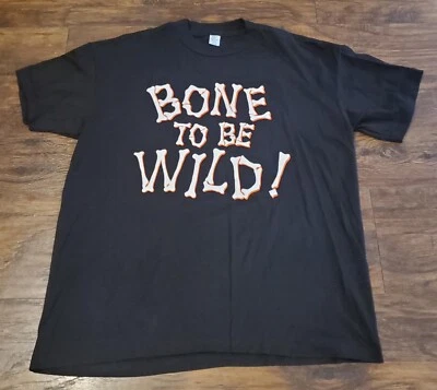 VTG Hallmark Shirt Bone To Be Wild Skeleton Black XL Single Stitch Halloween - Image 1 of 4