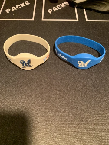Official MLB Milwaukee Brewers Blue and White US Cellular Rubber Bracelets New Cover