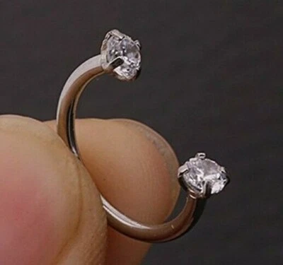 Ring Horseshoe CZ Crystal Gem Ball Barbell Ring Eyebrow Lip Nose Piercing - Image 1 of 4