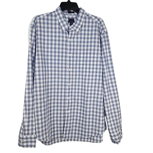 Camisa J Crew Para Hombres XL Clásica Flexible Lavada Informal Piedra Azul Blanco Botón Guinga - Imagen 1 de 12