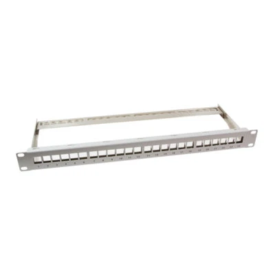 LogiLink NK4041 Keystone 19" Patchpanel 1HE 24 Keystone Buchsen, geschirmt, grau