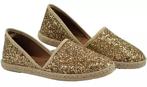 Alpargatas VERBENAS Carmen brillo ORO oro cuero auténtico mujer - Imagen 1 de 12