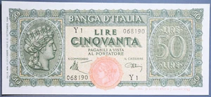 50 LIRE 1944 ITALIA TURRITA LUOGOTENENZA - Imagen 1 de 2