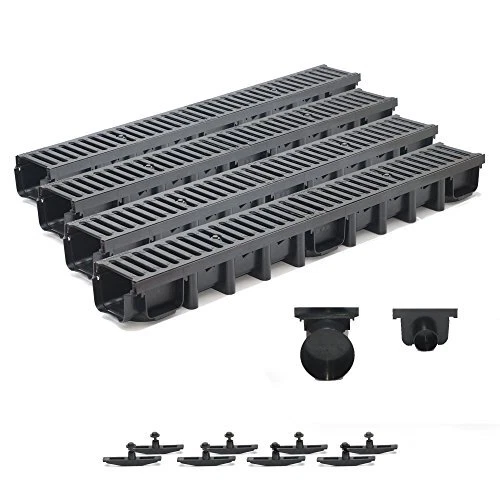 SPEEDPLANT 4m Entwässerungsrinne Belastungsklasse C250, 98mm Gußrost komplett SET