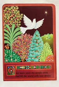 Hallmark Biglietto di Natale Regno Celeste Pace Colomba Amore Divino NOS VINTAGE 86-9B - Foto 1 di 9