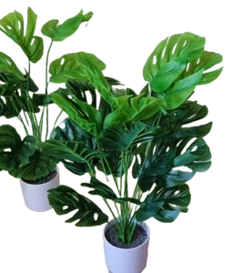 Artificial Potted Plants Flowers House Garden Grass Leaves Monstera Ivy Leaf - Picture 1 of 13