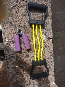 LOT OF WORKOUT EQUIP: Hand Squeezer & resistance band GET IN SHAPE CHEAP!