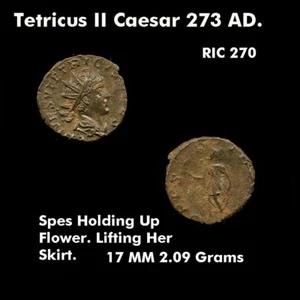 TETRICUS II CAESAR. Spes hält Blume 273 n. Chr. Antike römische Münze. - Bild 1 von 1