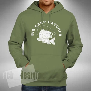 Carp Catcher Adult Hoodie Fishing Carp Pike Angler Fly Night Fisherman Funny - Picture 1 of 5