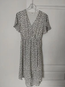 Sienna Sky Dress Faux Wrap Size small Floral Dainty Short Sleeve Hi Lo - Picture 1 of 7