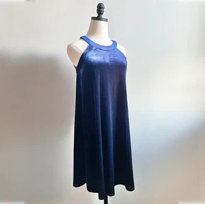 Vintage Y2K Betsey Johnson Velvet Mini Dress | Dark Royal Blue | Shift | Size S - Picture 1 of 7