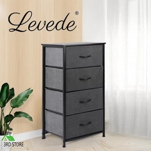 Levede Storage Cabinet Tower Chest of Drawers Dresser Tallboy 4 Drawer Dark Grey - Picture 1 of 12